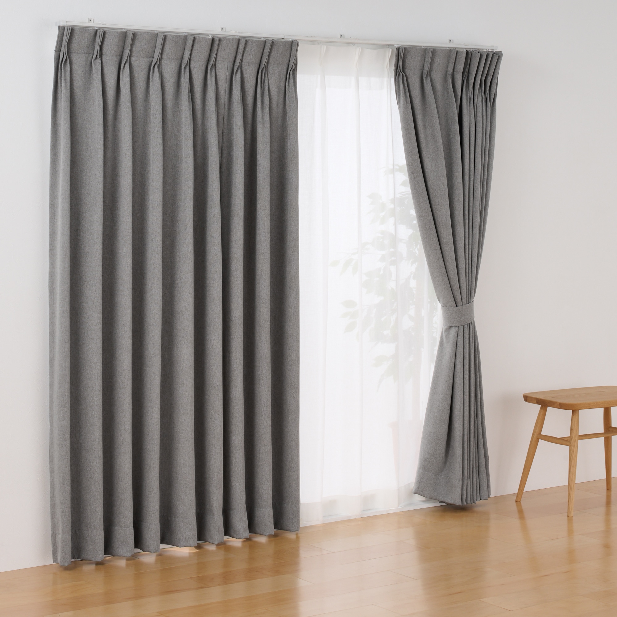 コットンライク平織２倍ヒダプリーツカーテン