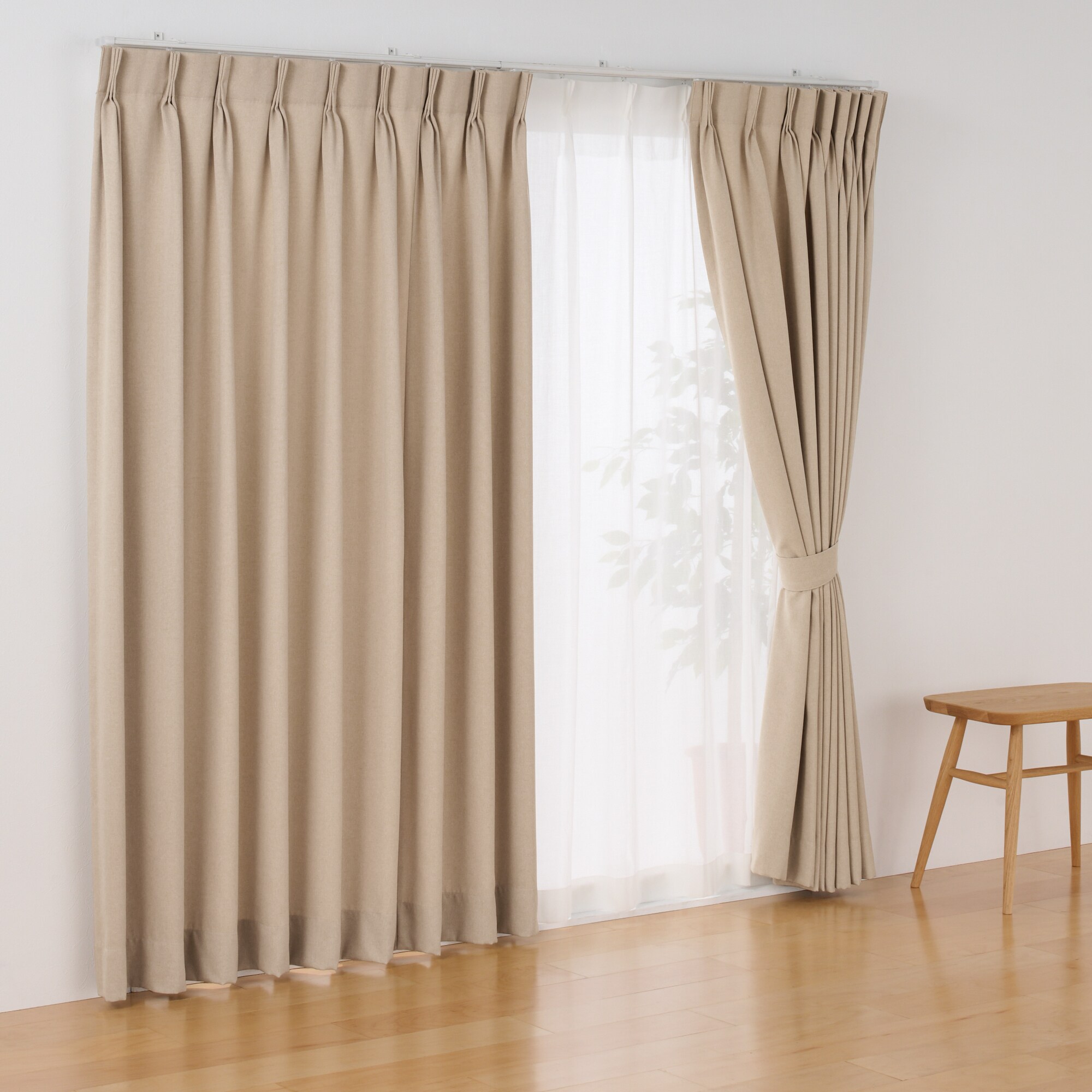 コットンライク平織２倍ヒダプリーツカーテン