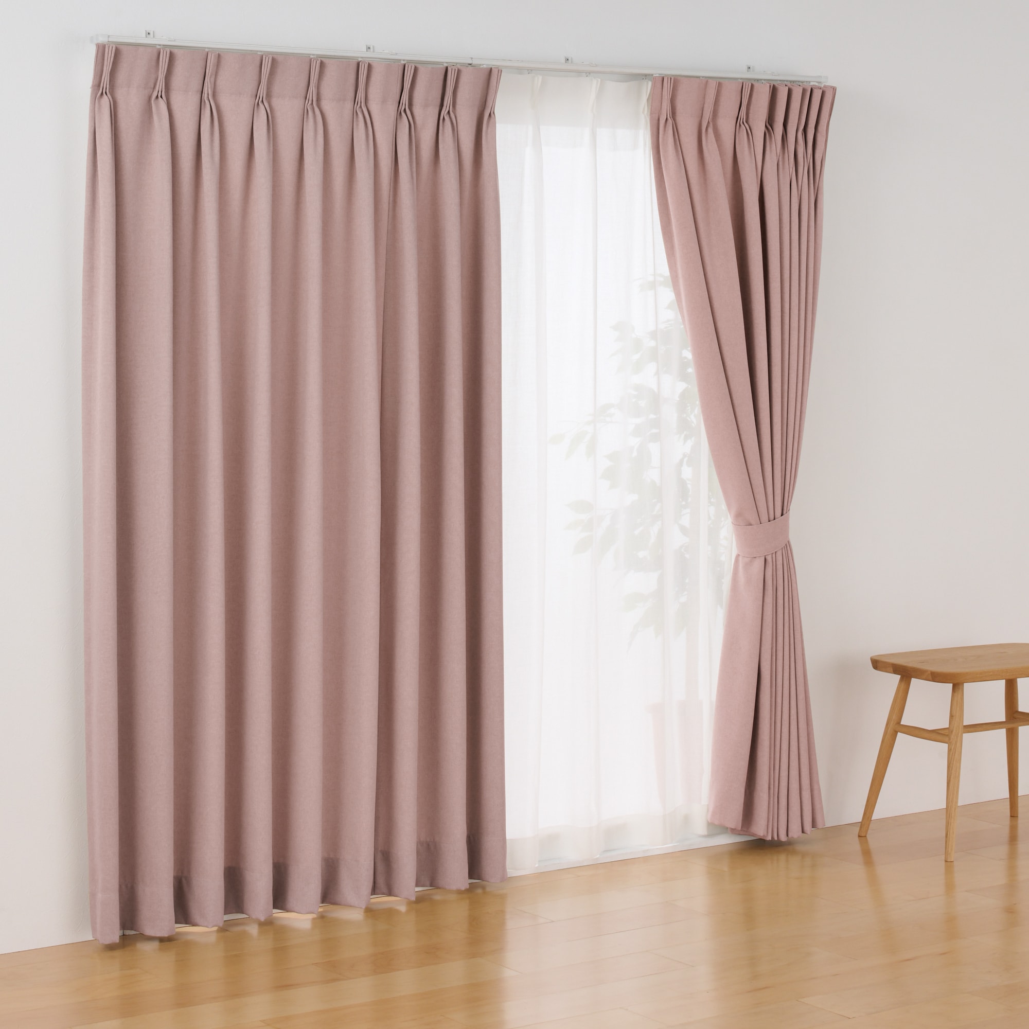 コットンライク平織２倍ヒダプリーツカーテン