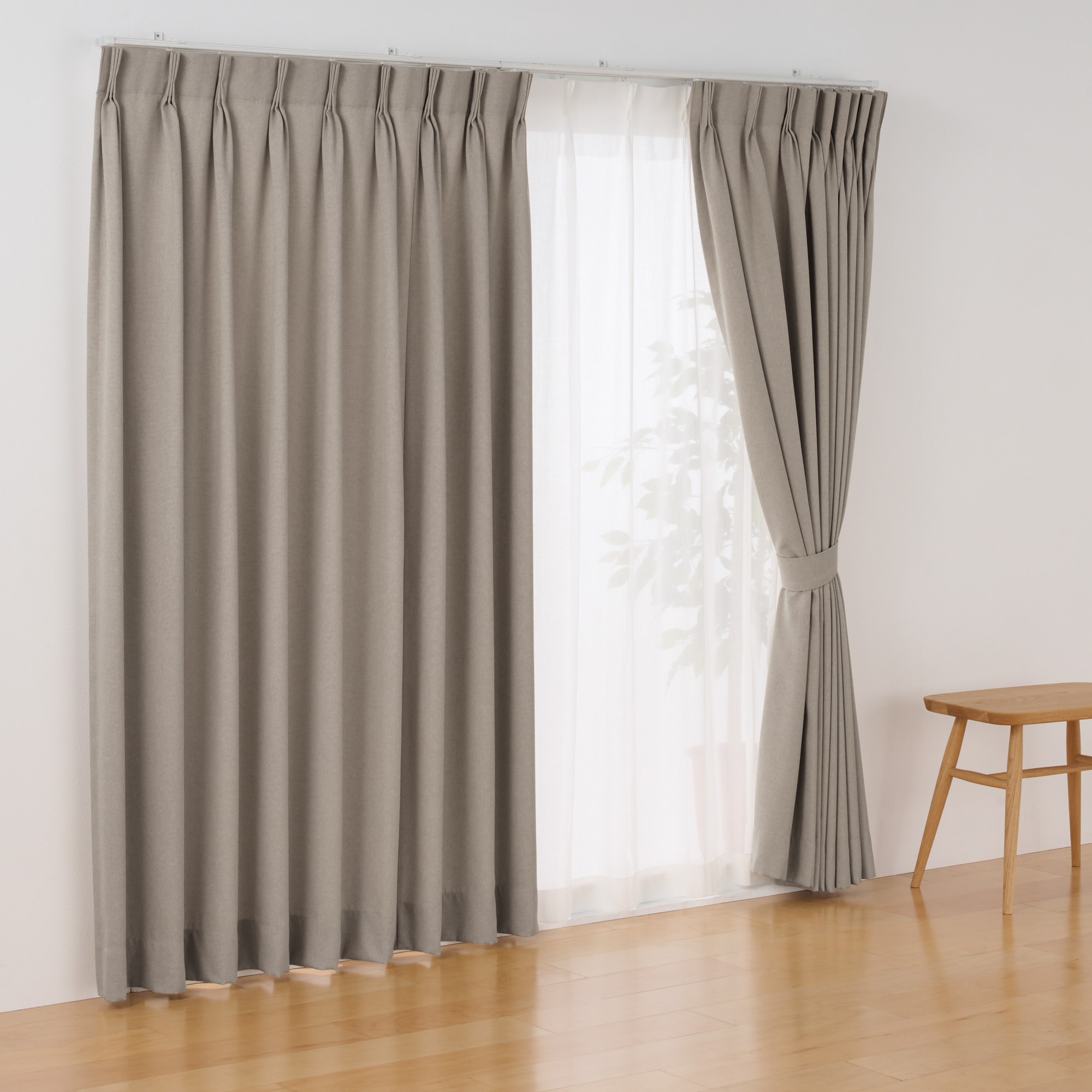 コットンライク平織２倍ヒダプリーツカーテン