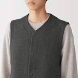 紳士　木の実から作ったカポック混ノーカラーベスト