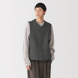 紳士　木の実から作ったカポック混ノーカラーベスト
