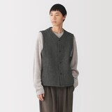 紳士　木の実から作ったカポック混ノーカラーベスト