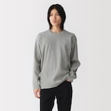 紳士　素材に還るリブ編み長袖ニットＴシャツ