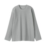 紳士　素材に還るリブ編み長袖ニットＴシャツ