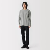 紳士　素材に還るリブ編み長袖ニットＴシャツ