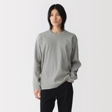紳士　素材に還るリブ編み長袖ニットＴシャツ