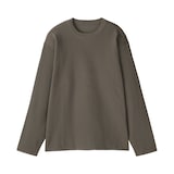 紳士　素材に還るリブ編み長袖ニットＴシャツ