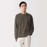 紳士　素材に還るリブ編み長袖ニットＴシャツ