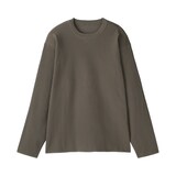 紳士　素材に還るリブ編み長袖ニットＴシャツ