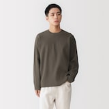 紳士　素材に還るリブ編み長袖ニットＴシャツ