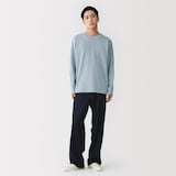 紳士　素材に還るリブ編み長袖ニットＴシャツ