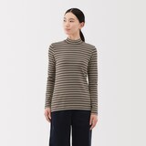 婦人　起毛フライス編みハイネック長袖Ｔシャツ