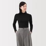 婦人　起毛フライス編みハイネック長袖Ｔシャツ