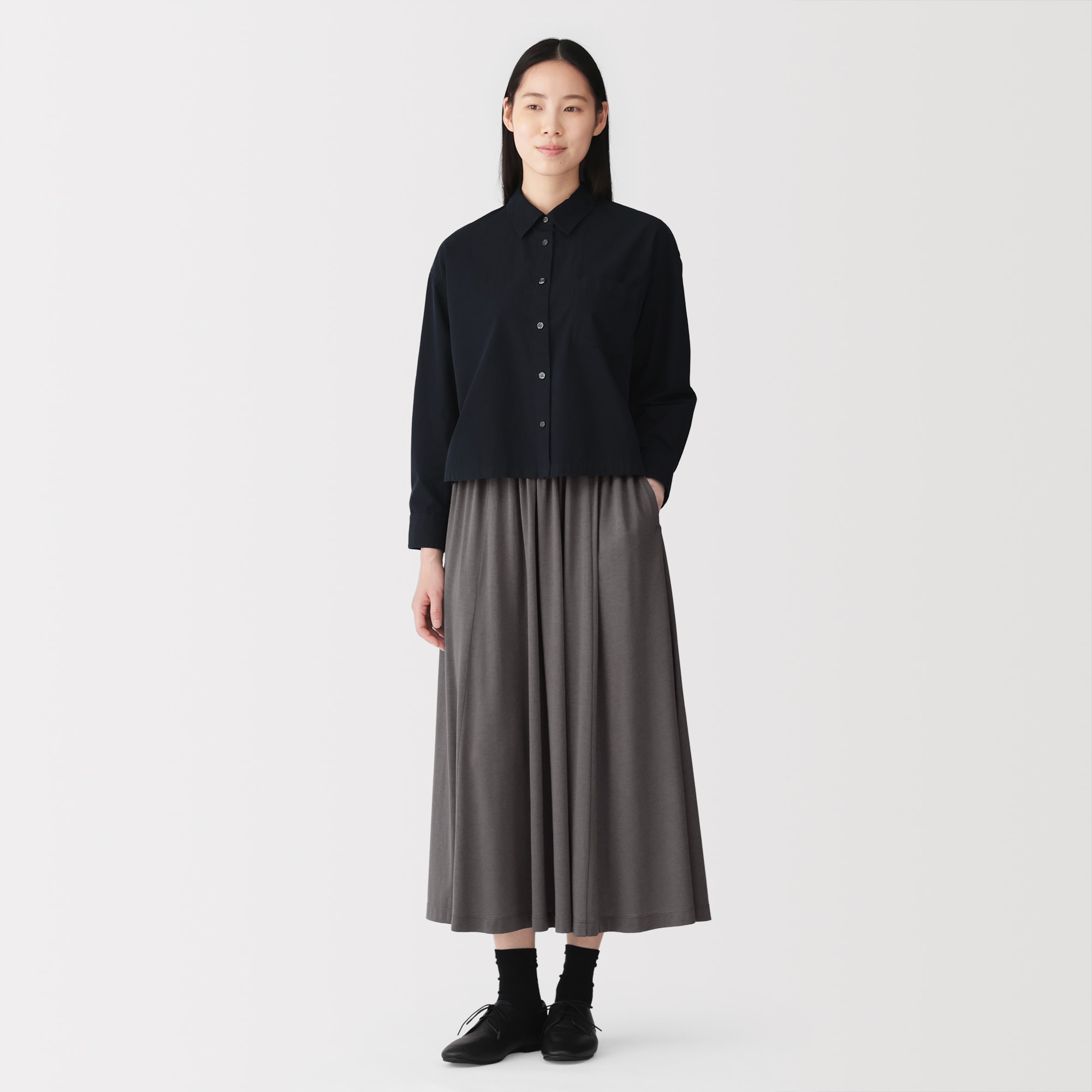 婦人 なめらか天竺編みギャザースカート | 無印良品