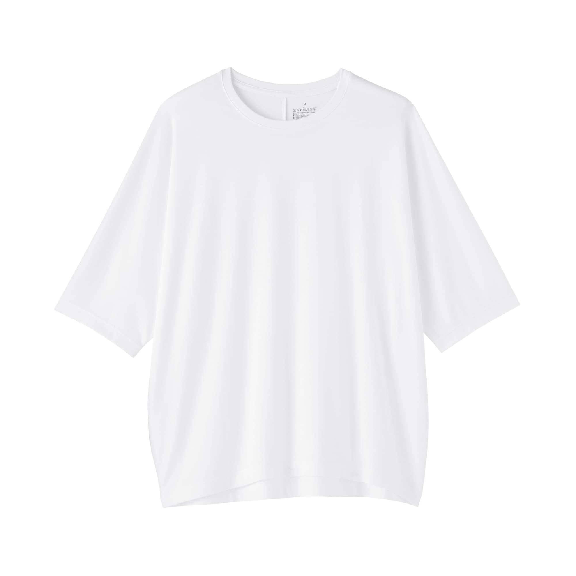 婦人　なめらか天竺編みクルーネック五分袖プルオーバー