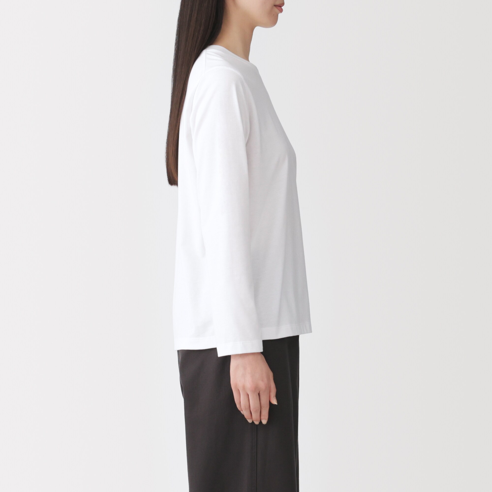 婦人　天竺編みクルーネック長袖Ｔシャツ