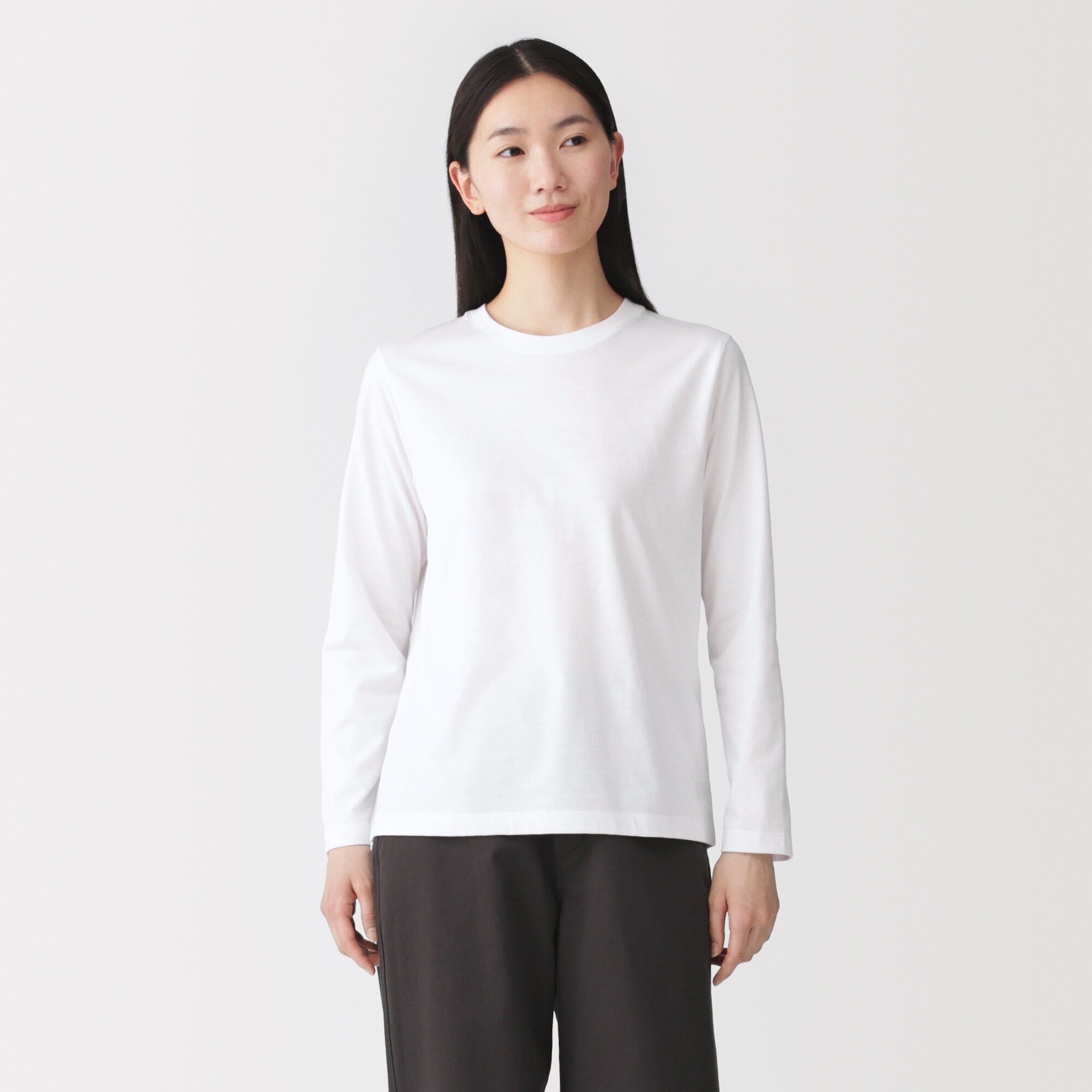 婦人　天竺編みクルーネック長袖Ｔシャツ