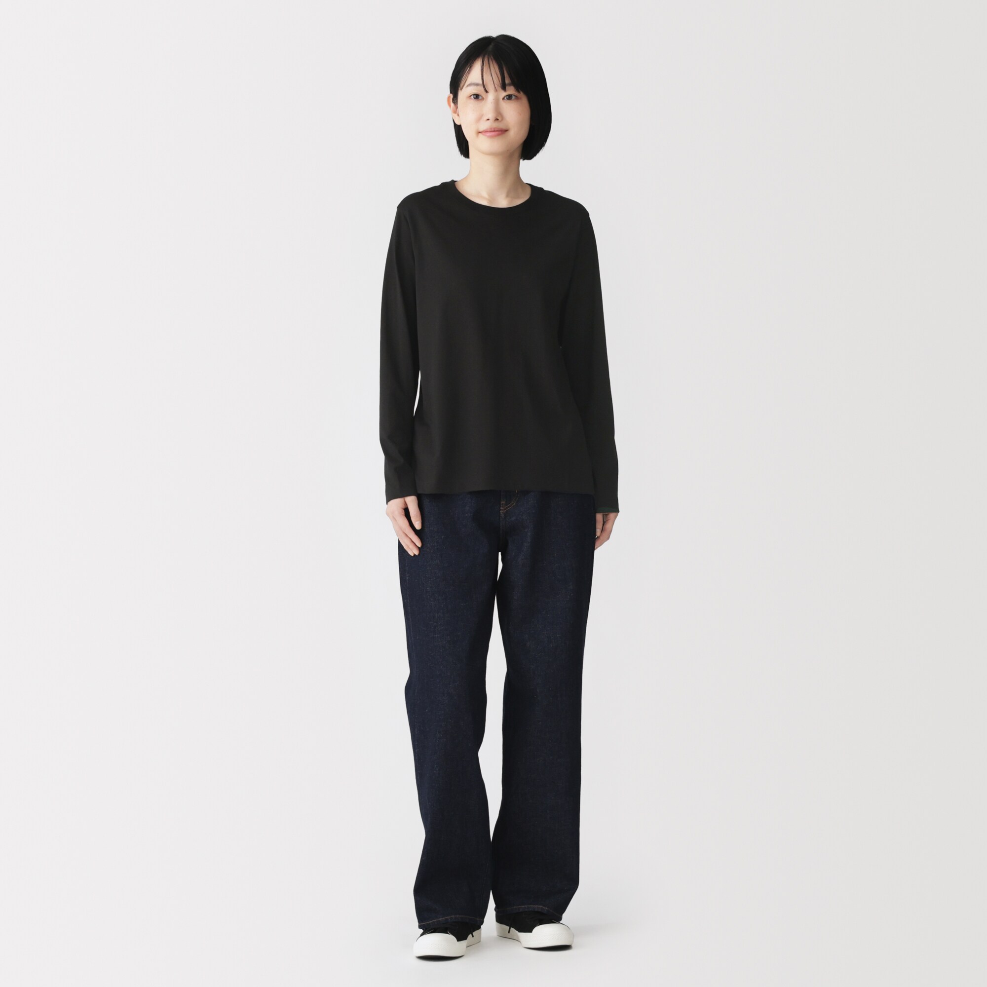 婦人　天竺編みクルーネック長袖Ｔシャツ