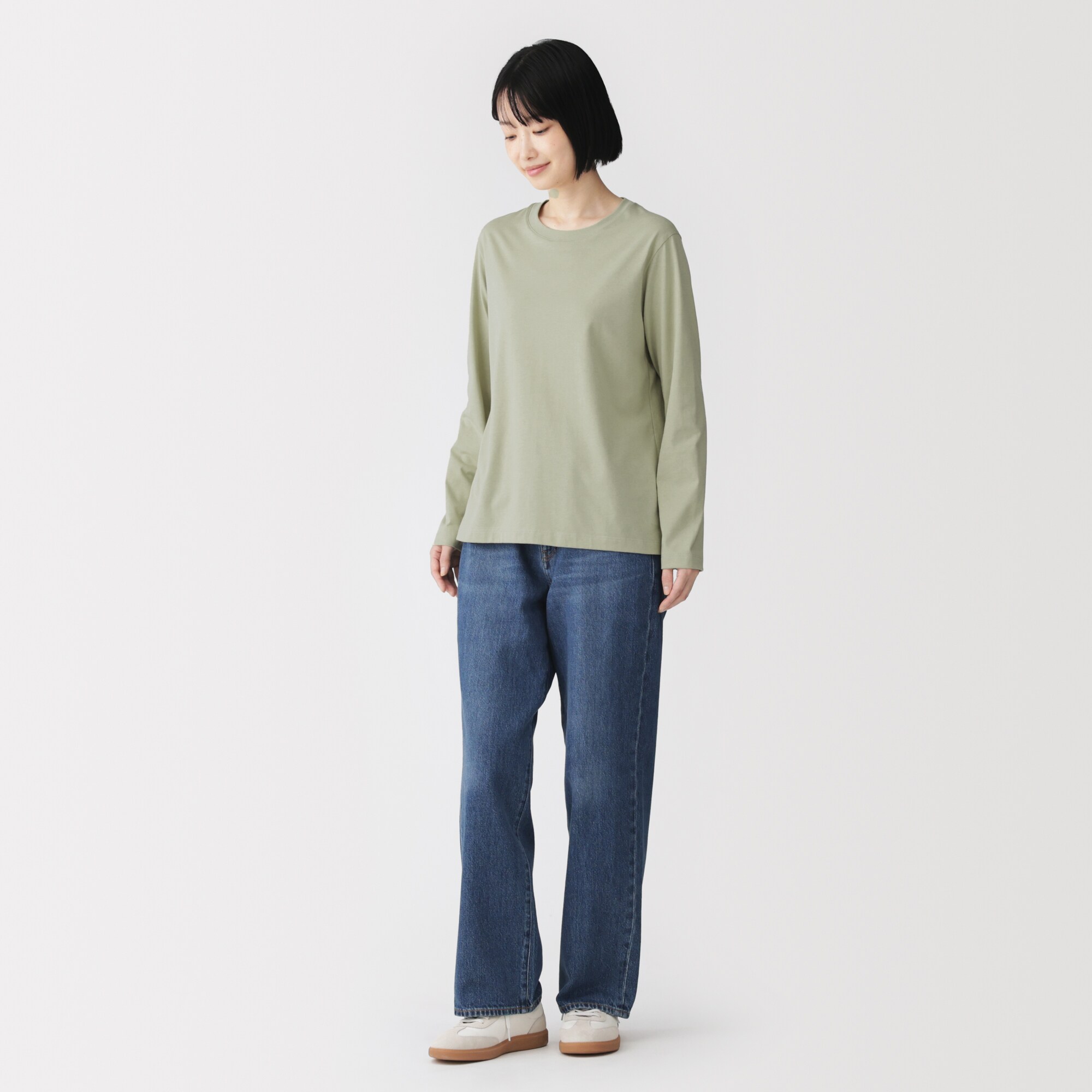 婦人　天竺編みクルーネック長袖Ｔシャツ