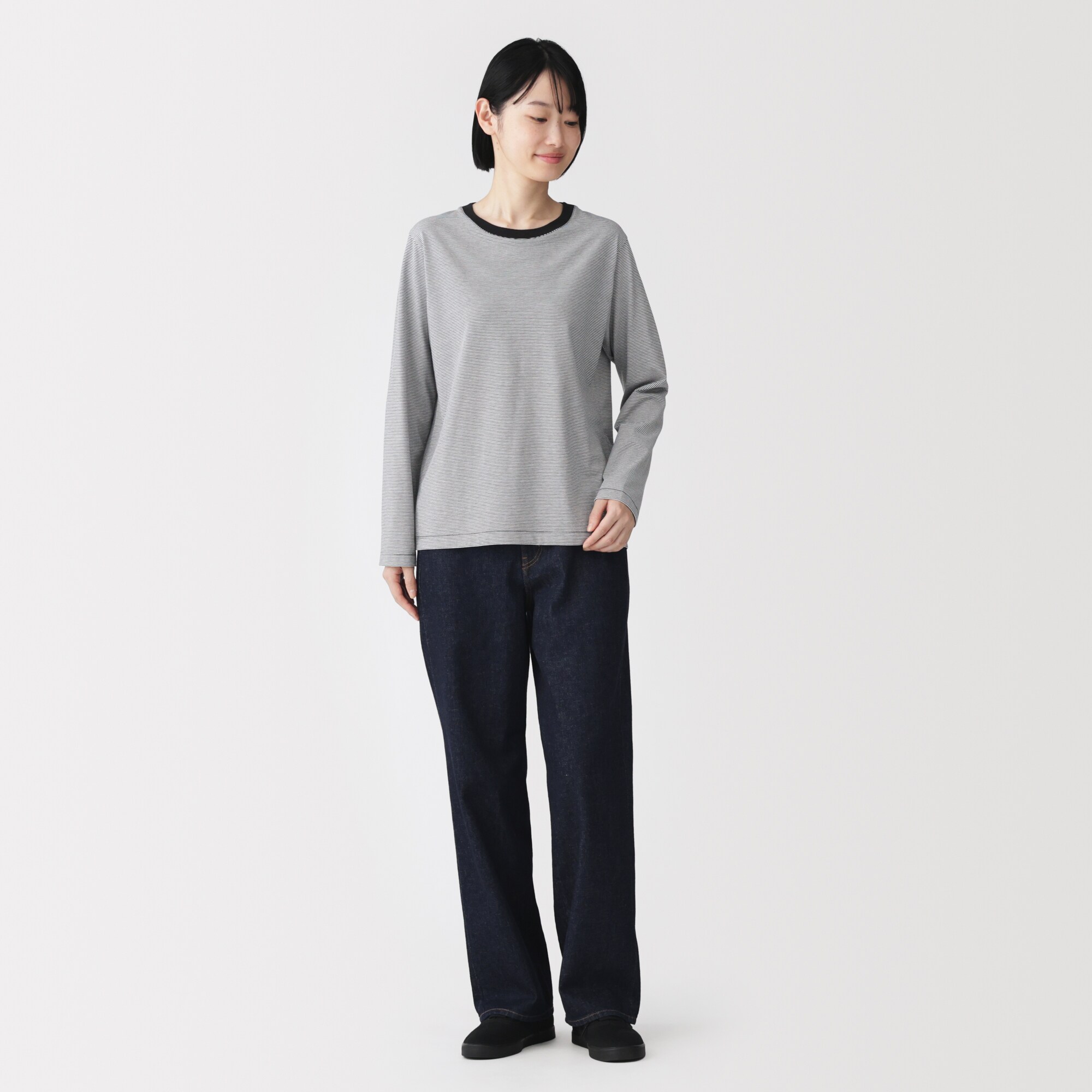 婦人　天竺編みクルーネック長袖Ｔシャツ