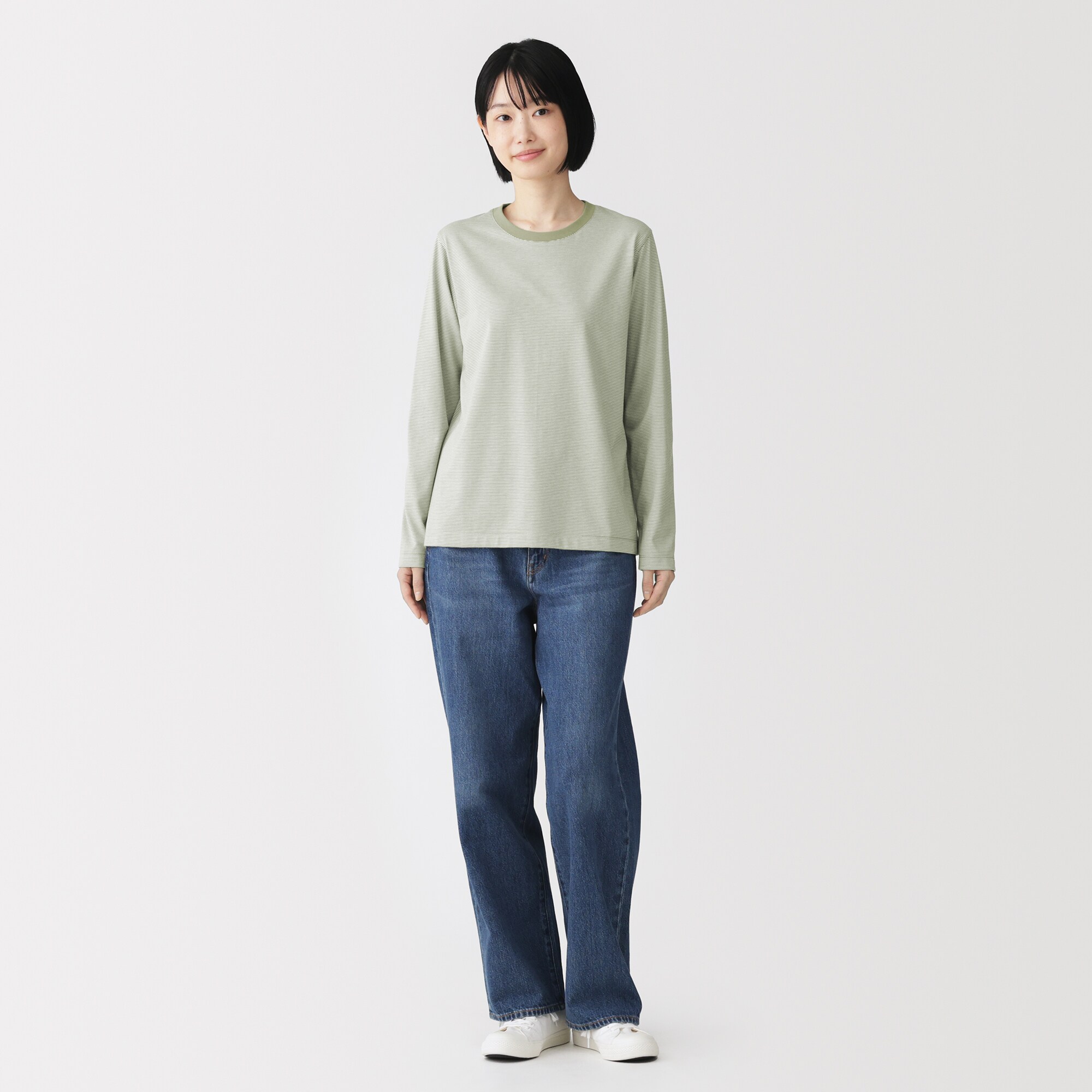 婦人　天竺編みクルーネック長袖Ｔシャツ