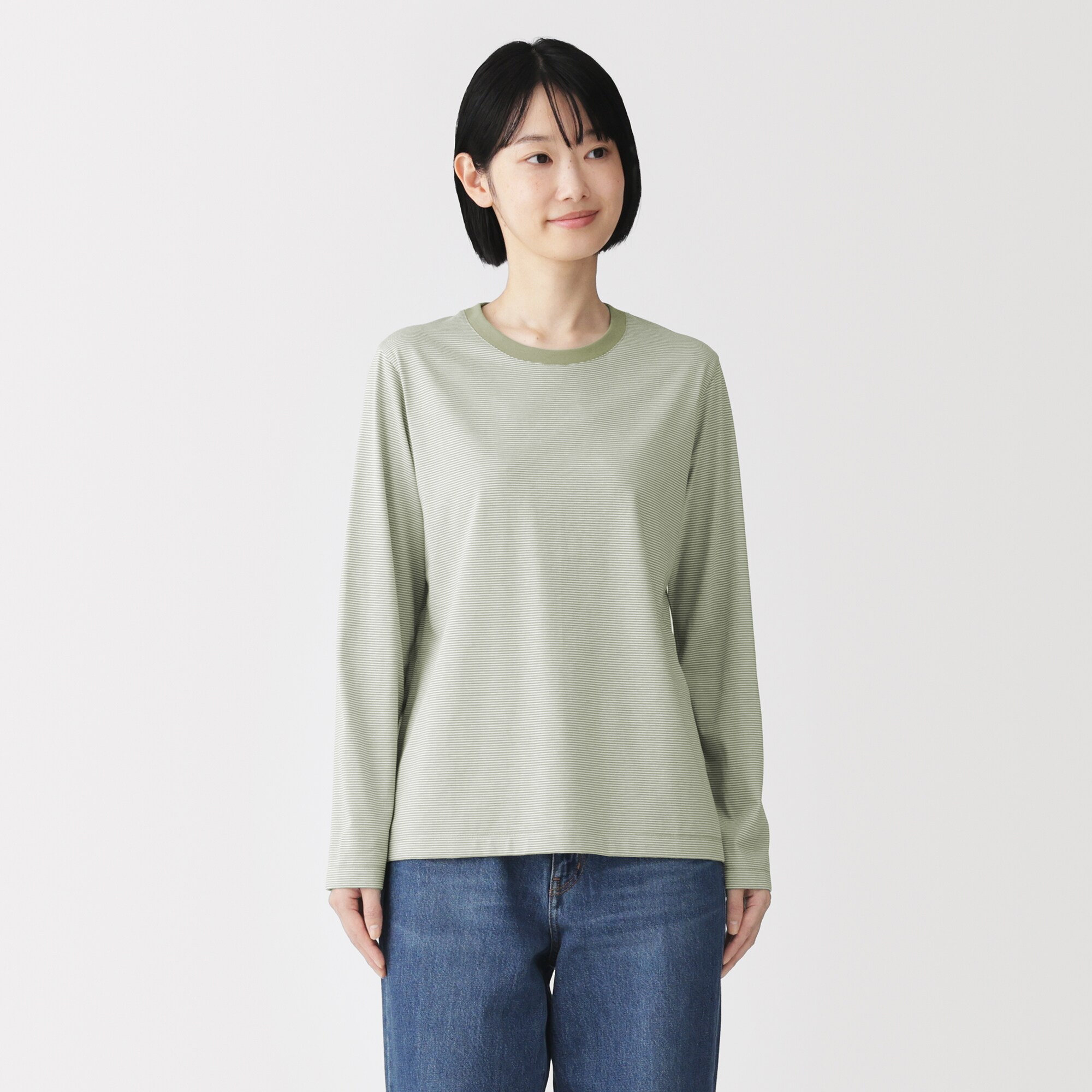 婦人　天竺編みクルーネック長袖Ｔシャツ