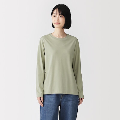 婦人　天竺編みクルーネック長袖Ｔシャツ（2026年仕様）