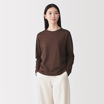 【８月中旬発売予定】婦人　天竺編みクルーネック長袖Ｔシャツ