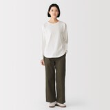 婦人　カポック混天竺編みクルーネック長袖Ｔシャツ