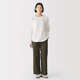 婦人　カポック混天竺編みクルーネック長袖Ｔシャツ