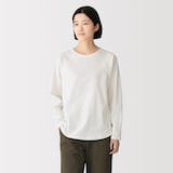 婦人　カポック混天竺編みクルーネック長袖Ｔシャツ