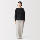 婦人　カポック混天竺編みクルーネック長袖Ｔシャツ