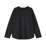 婦人　カポック混天竺編みクルーネック長袖Ｔシャツ