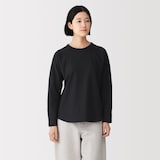 婦人　カポック混天竺編みクルーネック長袖Ｔシャツ