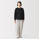婦人　カポック混天竺編みクルーネック長袖Ｔシャツ