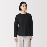 婦人　カポック混天竺編みクルーネック長袖Ｔシャツ