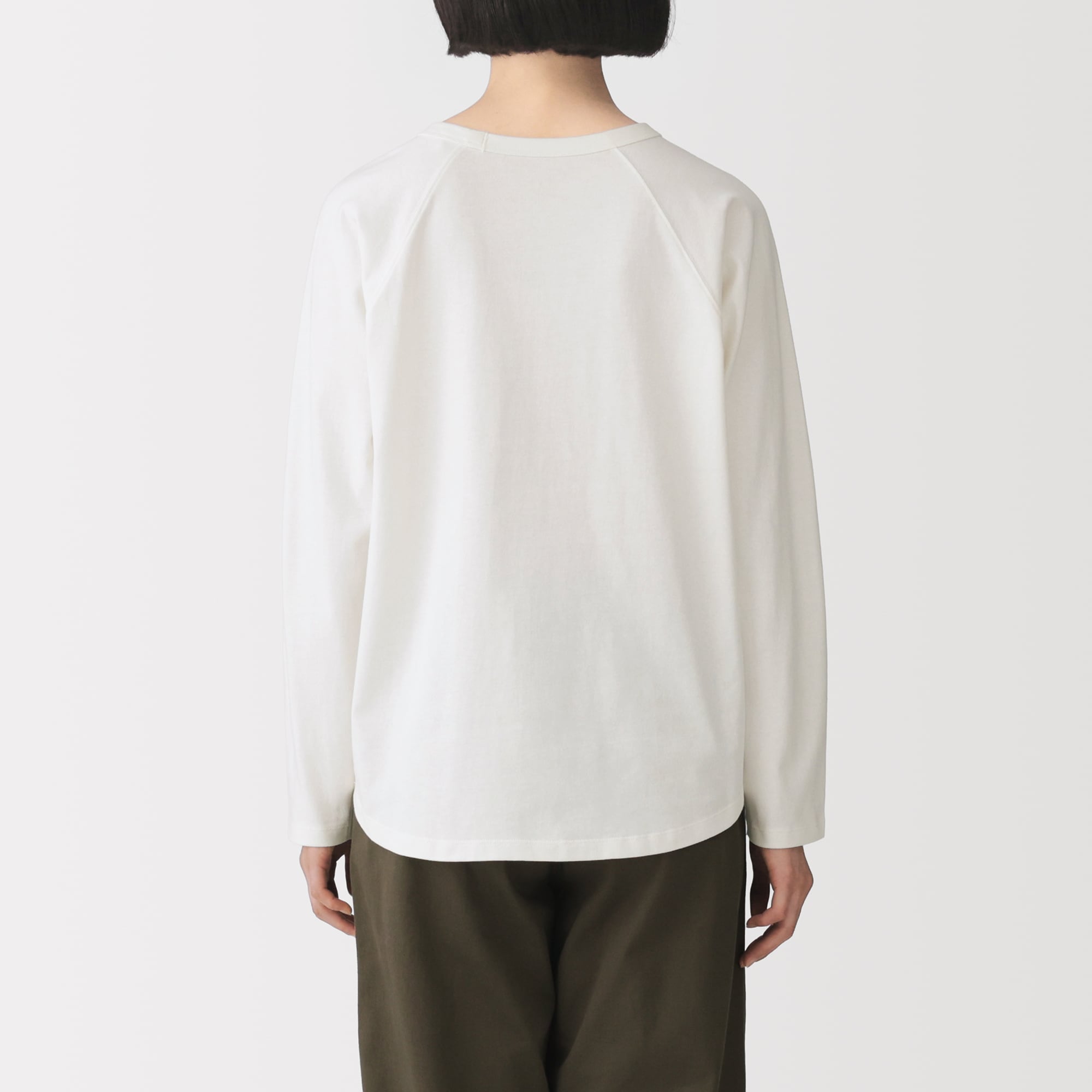 婦人　カポック混天竺編みクルーネック長袖Ｔシャツ