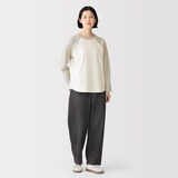 婦人　カポック混天竺編みクルーネック長袖Ｔシャツ