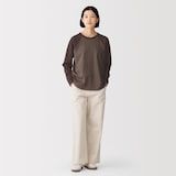 婦人　カポック混天竺編みクルーネック長袖Ｔシャツ