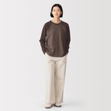 婦人　カポック混天竺編みクルーネック長袖Ｔシャツ