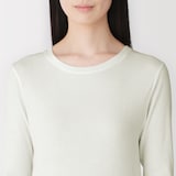 婦人　カシミヤ混リブ編みクルーネック長袖Ｔシャツ