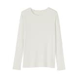婦人　カシミヤ混リブ編みクルーネック長袖Ｔシャツ