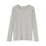 婦人　カシミヤ混リブ編みクルーネック長袖Ｔシャツ