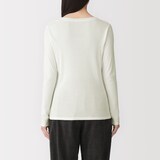 婦人　カシミヤ混リブ編みクルーネック長袖Ｔシャツ