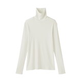 婦人　カシミヤ混リブ編みタートルネック長袖Ｔシャツ