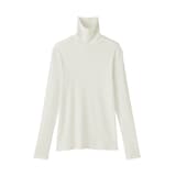 婦人　カシミヤ混リブ編みタートルネック長袖Ｔシャツ
