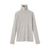 婦人　カシミヤ混リブ編みタートルネック長袖Ｔシャツ