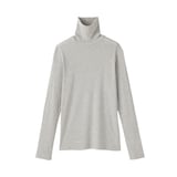 婦人　カシミヤ混リブ編みタートルネック長袖Ｔシャツ