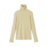 婦人　カシミヤ混リブ編みタートルネック長袖Ｔシャツ